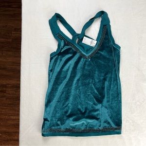 Abercrombie Teal Velvet Beaded Blouse